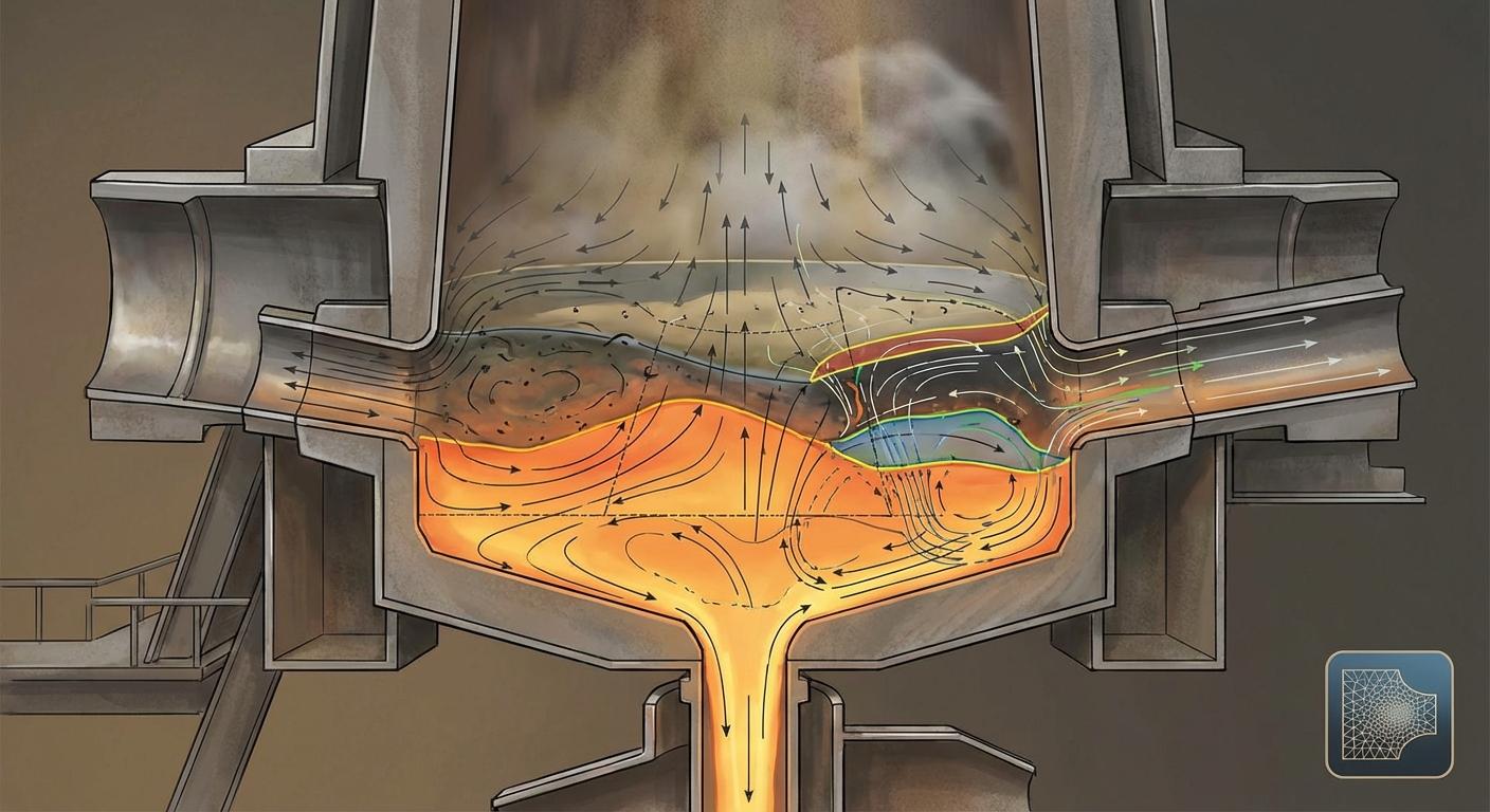 CFD-анализ дренажа жидкости и интерфейсных явлений в доменной печи (Oil & Gas / Metallurgy crossover)