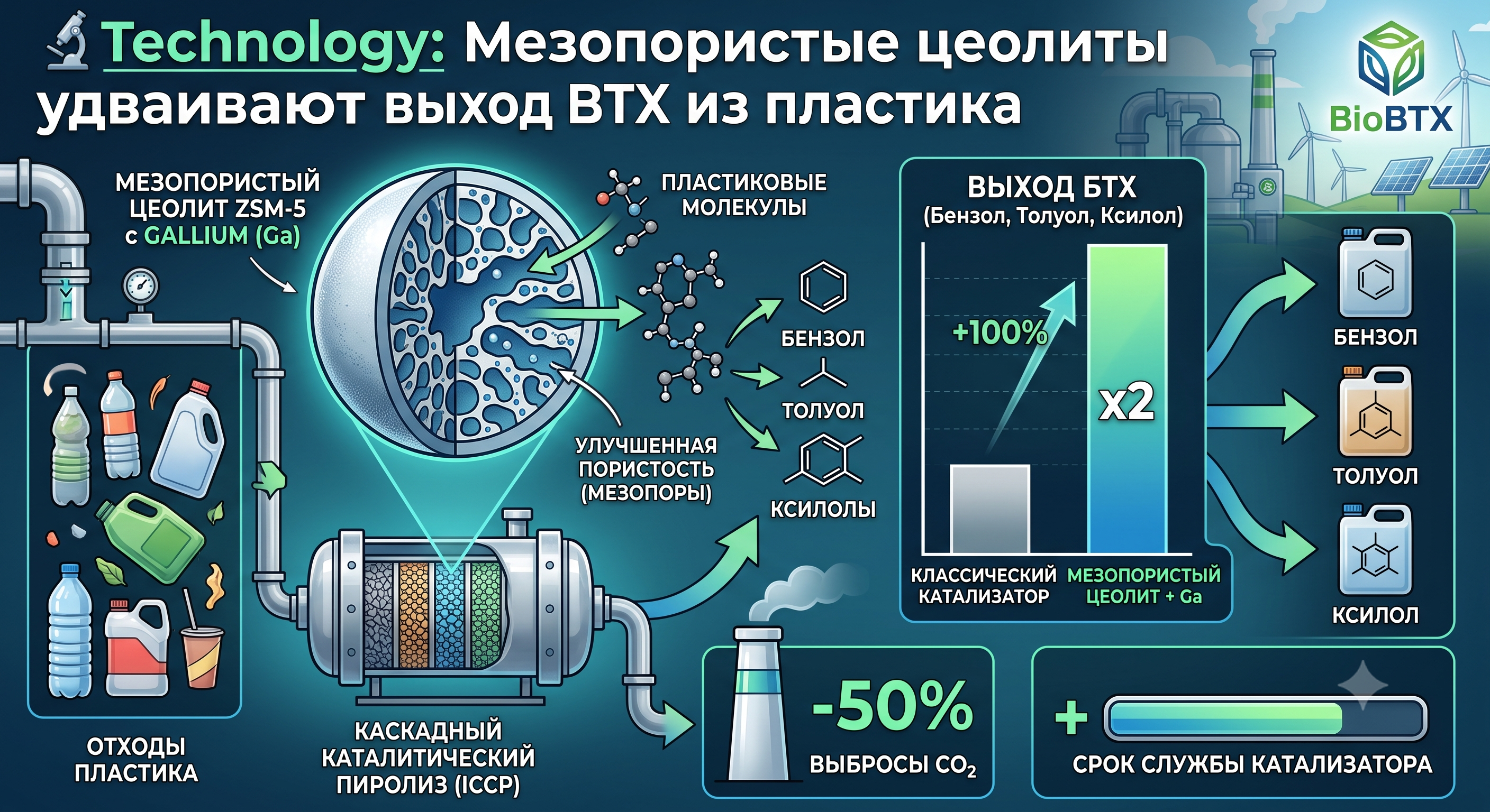 Мезопористые цеолиты для увеличения выхода ароматических углеводородов из пластиковых отходов