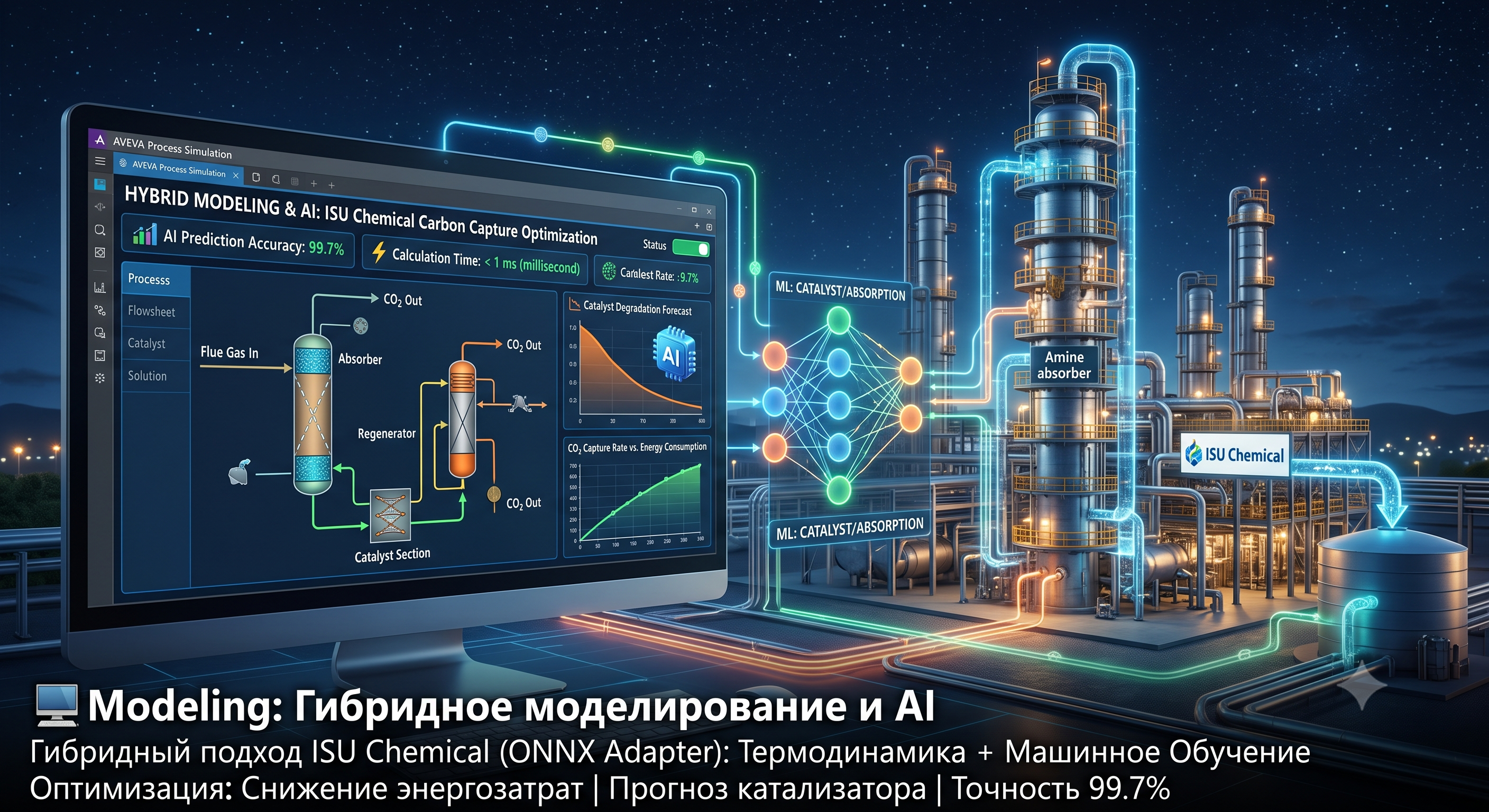 Гибридное моделирование и AI для оптимизации улавливания углерода